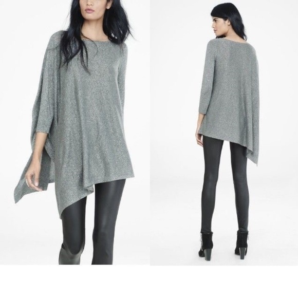 Express Gray Metallic Extreme Asymmetrical Sweater - Picture 8 of 8